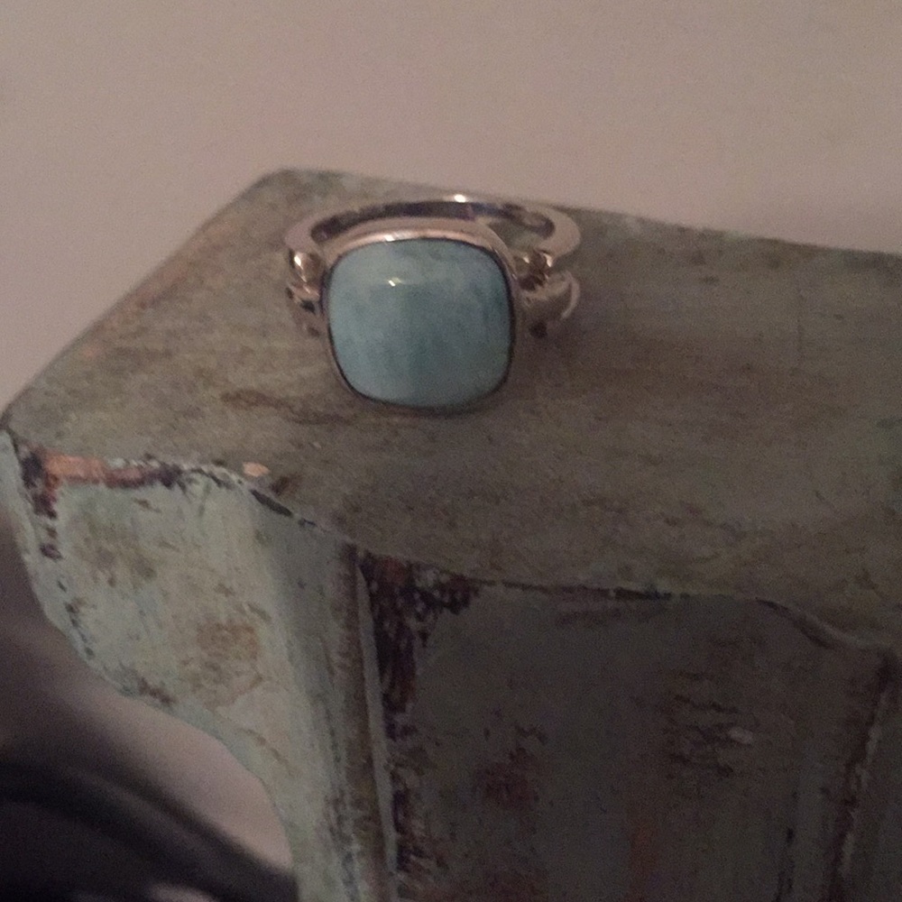 Larimar and Sterling Silver Ring. Size 7